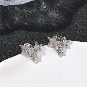 Серьги-гвоздики из латуни с микропаве и прозрачным кубическим цирконием EJEW-F383-06P