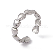 304 Stainless Steel Heart Wrap Open Cuff Ring for Women RJEW-C045-18P