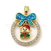 Рождественский латунный кулон с цирконием Micro Pave KK-H468-01D-02G