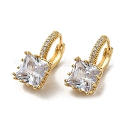 Серьги-кольца из золотой латуни с микропаве из циркония EJEW-C073-07B-G
