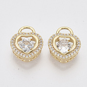 Brass Micro Pave Clear Cubic Zirconia Charms ZIRC-T011-14G-NF