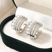 Серьги-каффы из латуни с микропаве из кубического циркония EJEW-H143-29P