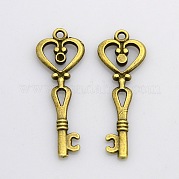 Тибетском стиле сплава Skeleton Key подвески TIBEP-EAA119Y-AB-FF