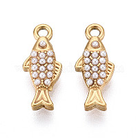 Подвески в виде рыбок из нержавеющей стали 304 и искусственного жемчуга ABS&nbsp;STAS-T072-67G