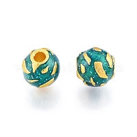 Alloy Enamel Beads, Cadmium Free & Nickel Free & Lead Free, Flat Round with  Initial Letters, Light Gold, Letter A~Z, 8x4mm, Hole: 1.5mm, 26letters