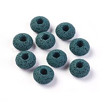 Natural Lava Rock Beads Strands, Dyed, Flat Round/Disc, Mixed Color,  8~8.5x3~4mm, Hole: 2mm, about 62 pcs/Strand, 7.87 inch(20 cm)