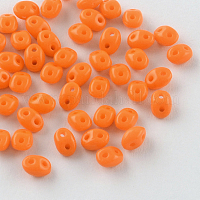 2つ穴シードビーズ  チェコガラスデュオビーズ  ダークオレンジ  5x3.5x3mm  穴：0.5mm  約650個/袋&nbsp;GLAA-R159-12
