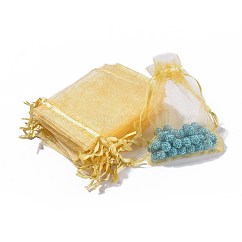 Sacchetti regalo in organza con coulisse, sacchetti regalo per bomboniere natalizie, sacchetti di organza per pot-pourri, goldenrod, 12x9cm