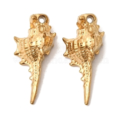 Colgantes de acero inoxidable 304 con temática oceánica, dorado, revestimiento de iones (ip), shell forma, 21x9.5x7mm, agujero: 1 mm
