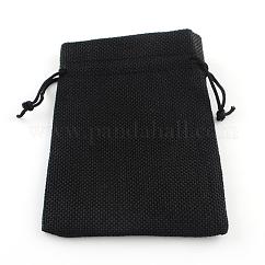 Pochettes en toile de jute, noir, 13.5~14x9.5~10 cm