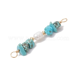 Подвески-шармы из натурального окрашенного хаулита и натурального культивированного пресноводного жемчуга с бусинами-коннекторами&nbsp;PALLOY-JF03707-07