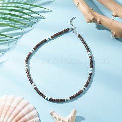 2 Stück 2 Farben natürliche Kokosnuss & natürliche Magnesit Heishi Perlen Halsketten&nbsp;NJEW-JN05308