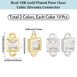 20 Stück 2 Farben Messing Pavé klar Zirkonia Verbinder Charms&nbsp;KK-BBC0023-70