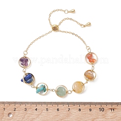 Chakra-Armbänder mit Messingring&nbsp;BJEW-TA00717-01