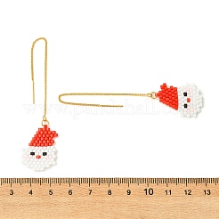 Fil à boucles d'oreilles de Noël en acier inoxydable 304 avec perles de rocaille cylindriques en verre&nbsp;EJEW-MZ00817