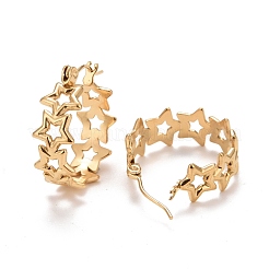 Ионное покрытие (ip) полые звезды 304 нержавеющая сталь кольца серьги для женщин&nbsp;X-STAS-A057-14G