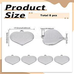 8 шт. подвеска в форме сердца из нержавеющей стали 304 с зеркальной полировкой&nbsp;STAS-LP0002-63