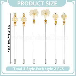 6 шт. 3 шт. латунные булавки в форме цветка JEWB-DR00011