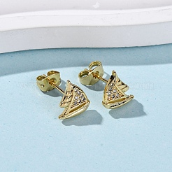 Messing Micro Pave klare Zirkonia Ohrringe&nbsp;EJEW-D328-03G-01