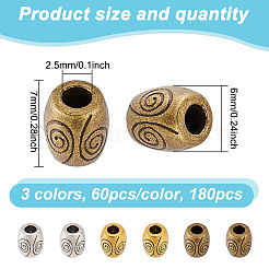 180 шт. 3 цвета бусины из сплава в тибетском стиле&nbsp;TIBEB-GO0001-12