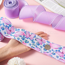 2 моток 2 цвета летняя тема полиэстеровая проволочная лента с принтом SRIB-TA0001-24A