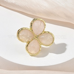 Регулируемые кольца на палец из натурального розового кварца с гранями для женщин&nbsp;RJEW-A092-01G-15