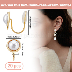 10 шт. полукруглая латунная фурнитура для ушей&nbsp;KK-BBC0022-47
