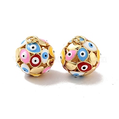 Круглые подвески с эмалью из латуни с дурным глазом&nbsp;KK-G419-15G-06