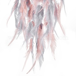 Тканая паутина/сетка из железной проволоки с украшениями из перьев AJEW-B017-30
