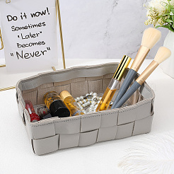 Прямоугольные корзины для хранения из искусственной кожи с узором «тартан»&nbsp;AJEW-WH20004-66B