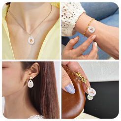 26 шт. 26 стиля подвески-слезинки из натуральной ракушки с золотистыми металлическими буквами SHEL-TAC0004-02