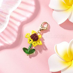 Подвесные украшения из акрила и стекла в виде семян подсолнечника HJEW-MZ00344-03