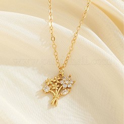 Halskette mit Anhänger in Blumenform aus Messing&nbsp;WG95B01-01