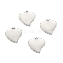 変色しない304ステンレススチールチャーム  ハート  ステンレス鋼色  13x12x1mm  穴：1.8mm&nbsp;STAS-K218-03P