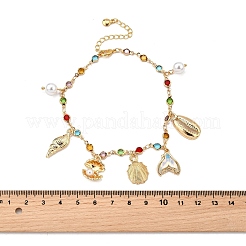 Браслеты на ногу из плоских круглых звеньев из богемской латуни AJEW-Z046-09G