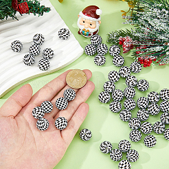 35 шт. круглые бусины с узором «тартан» из высококачественного силикона&nbsp;SIL-HS0001-11