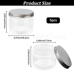 5個のコラムペット密閉食品保存容器  ドライフード用  おやつ  化粧品  ろうそく  アルミスクリューキャップ付き  透明  8.3x6.6cm&nbsp;CON-DJ0001-30