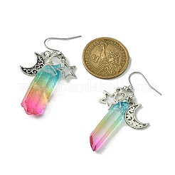 Серьги с подвесками из окрашенного натурального кварца и кристаллов пули EJEW-JE05521