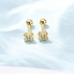 Серьги-гвоздики с крестиком 925 из стерлингового серебра с микропаве из прозрачных кубических цирконий&nbsp;EJEW-K317-11G