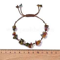 Регулируемые браслеты из натуральной яшмы камбаба с плетеными бусинами для женщин BJEW-U035-02O
