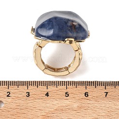 Fingerringe aus natürlichem Sodalith und einer Legierung für Damen&nbsp;RJEW-G375-01G-07