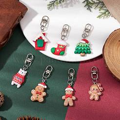 7 pièce de décoration de pendentif en résine de Noël de 7 styles&nbsp;HJEW-JM02324