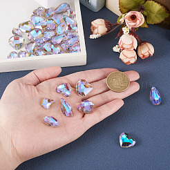 70шт 7 стильные гальванические граненые стеклянные подвески&nbsp;EGLA-TA0001-11