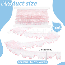 Bordure en dentelle plissée en polyester de 5 mètre&nbsp;OCOR-FG0003-36E