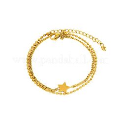 Doppellagige Armbänder aus Edelstahl 304 mit Kugelkette und Panzerkette&nbsp;WG2AC4B-01