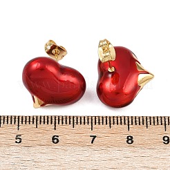 Латунные серьги-гвоздики в форме сердца EJEW-C152-05A-01