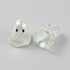 透明なアクリルビーズキャップ  ゴースト  ホワイト  17x15mm  穴：2mm&nbsp;TACR-WH0021-20I