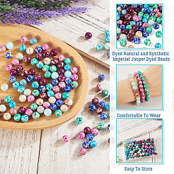 150 шт. 6 стилей окрашенных бусин из натуральной и синтетической императорской яшмы G-TA0002-40