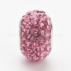 オーストリアクリスタルヨーロピアンビーズ  大穴ビーズ  スターリングシルバーコア925個  ロンデル  209 _rose  11~12x7.5mm  穴：4.5mm&nbsp;STER-E049-E09