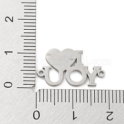 変色しにくい304ステンレススチールコネクタチャーム  言葉とハート  ステンレス鋼色  11x19x1mm  穴：1mm&nbsp;STAS-P332-10P